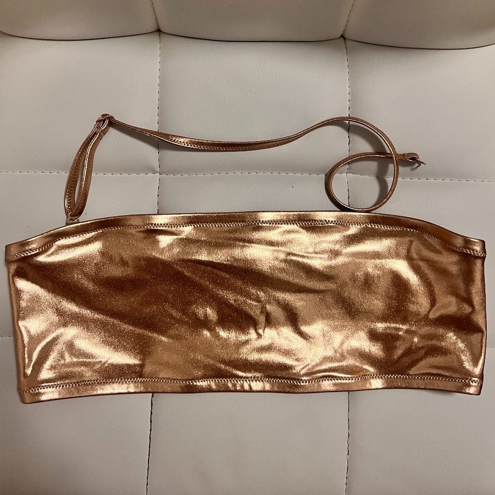 NEW Skims Swim - Metallic Bandeau Bikini Top in Champagne